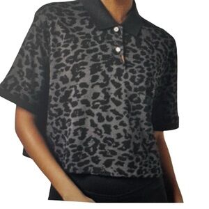 Nike Dri-Fit Animal Print Black/Gray Polo Golf Shirt Sz L